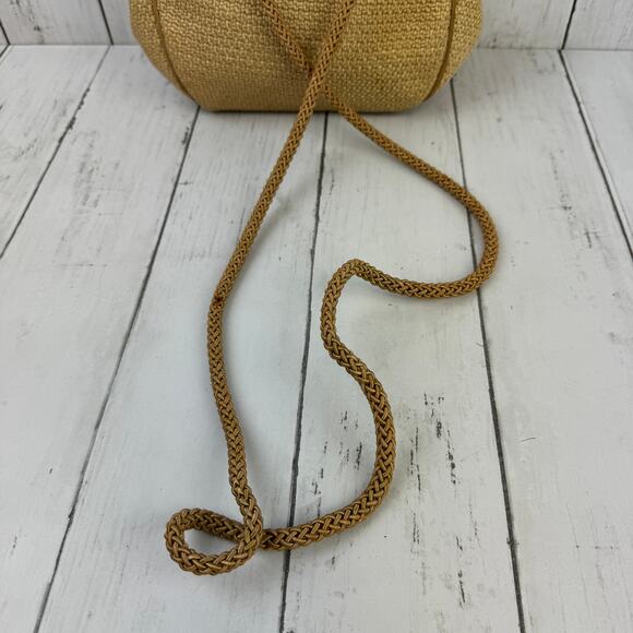 VTG De Veechi Tan/Gold Neutral Woven Jute Italian Clutch Shoulder Bag Beachy - Picture 9 of 11